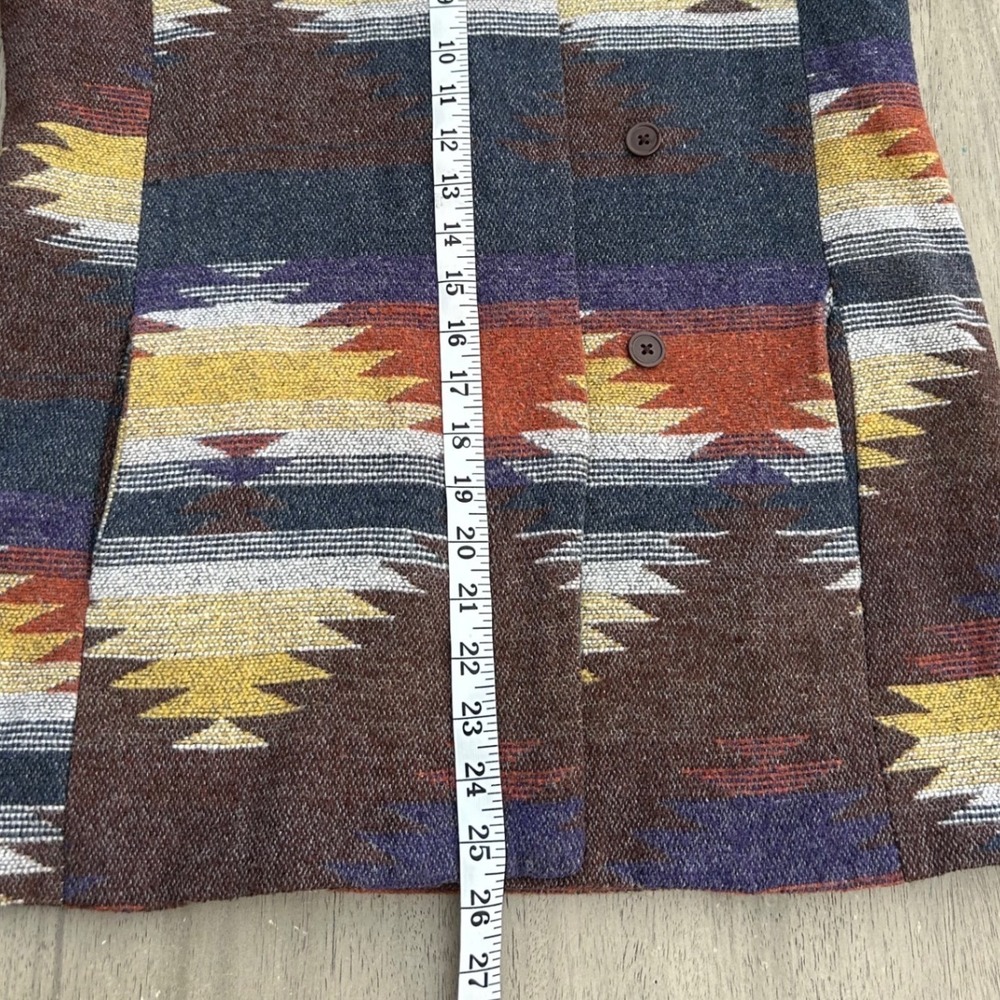 Mossimo Supply Co Southwestern Hooded Coat Brown Geometric Wool Blend Medium - Picture 6 of 13